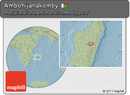 Savanna Style Location Map of Ambohijanakomby, hill shading