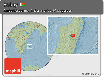 Savanna Style Location Map of Babay, hill shading