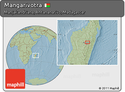 Savanna Style Location Map of Mangarivotra, hill shading