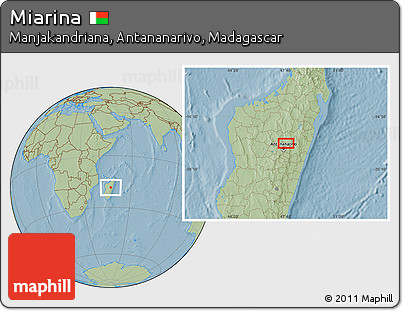 Savanna Style Location Map of Miarina, hill shading