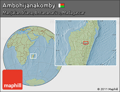 Savanna Style Location Map of Ambohijanakomby, hill shading