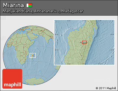 Savanna Style Location Map of Miarina, hill shading