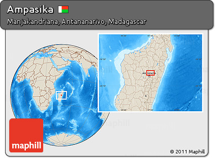 Shaded Relief Location Map of Ampasika