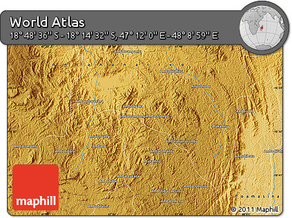 Physical Map of the Area around 18° 31' 34" S, 47° 40' 29" E