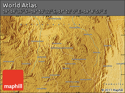 Physical Map of the Area around 18° 31' 34" S, 47° 40' 29" E