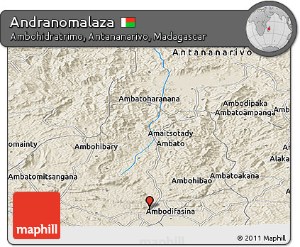 Shaded Relief Panoramic Map of Andranomalaza