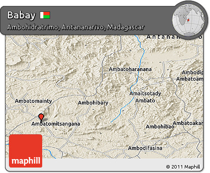 Shaded Relief Panoramic Map of Babay