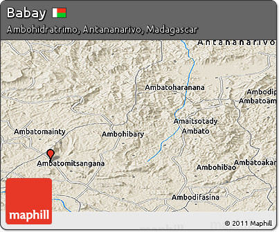 Shaded Relief Panoramic Map of Babay