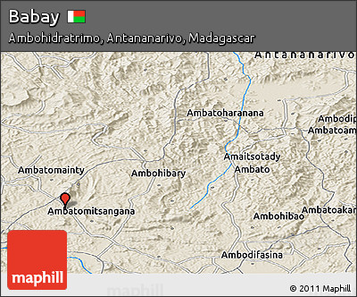Shaded Relief Panoramic Map of Babay