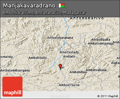 Shaded Relief Panoramic Map of Manjakavaradrano