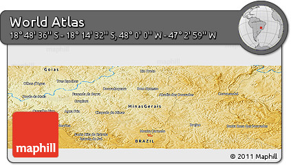 Physical Panoramic Map of the Area around 18° 31' 34" S, 47° 31' 29" W