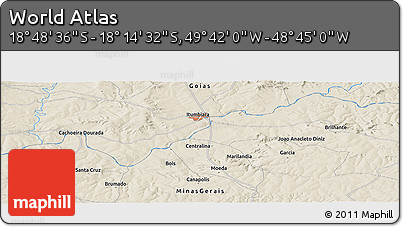 Shaded Relief Panoramic Map of the Area around 18° 31' 34" S, 49° 13' 30" W