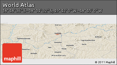 Shaded Relief Panoramic Map of the Area around 18° 31' 34" S, 49° 13' 30" W