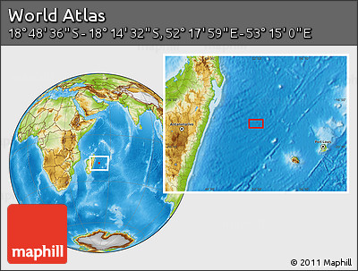 Physical Location Map of the Area around 18° 31' 34" S, 52° 46' 29" E
