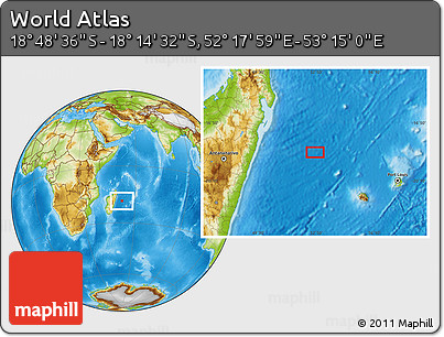 Physical Location Map of the Area around 18° 31' 34" S, 52° 46' 29" E