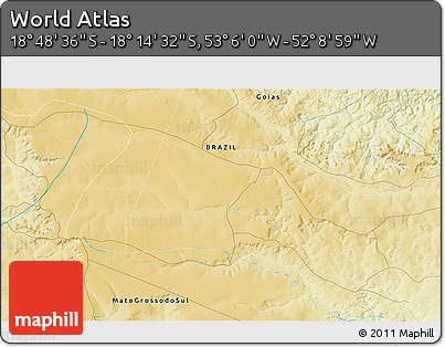 Physical 3D Map of the Area around 18° 31' 34" S, 52° 37' 30" W