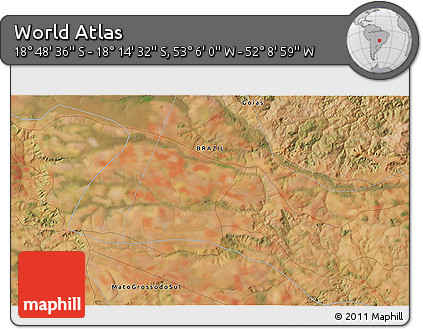 Satellite 3D Map of the Area around 18° 31' 34" S, 52° 37' 30" W