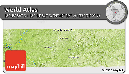 Physical Panoramic Map of the Area around 18° 31' 34" S, 54° 19' 30" W