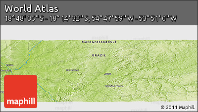 Physical Panoramic Map of the Area around 18° 31' 34" S, 54° 19' 30" W