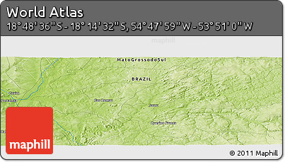 Physical Panoramic Map of the Area around 18° 31' 34" S, 54° 19' 30" W