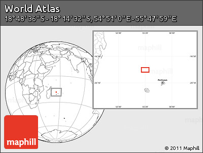 Blank Location Map of the Area around 18° 31' 34" S, 55° 19' 30" E