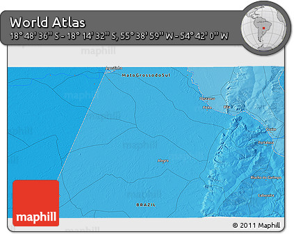 Political 3D Map of the Area around 18° 31' 34" S, 55° 10' 29" W