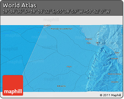 Political 3D Map of the Area around 18° 31' 34" S, 55° 10' 29" W