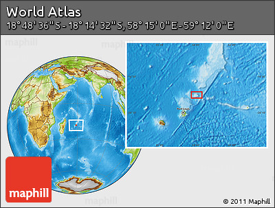Physical Location Map of the Area around 18° 31' 34" S, 58° 43' 30" E