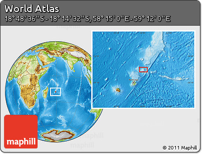 Physical Location Map of the Area around 18° 31' 34" S, 58° 43' 30" E
