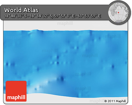 Shaded Relief 3D Map of the Area around 18° 31' 34" S, 60° 25' 29" E