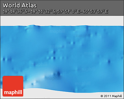 Shaded Relief 3D Map of the Area around 18° 31' 34" S, 60° 25' 29" E