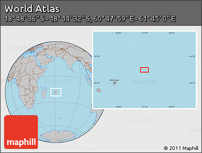 Gray Location Map of the Area around 18° 31' 34" S, 61° 16' 29" E