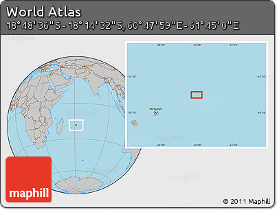 Gray Location Map of the Area around 18° 31' 34" S, 61° 16' 29" E