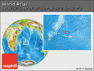 Physical Location Map of the Area around 18° 31' 34" S, 62° 7' 30" E