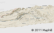 Shaded Relief Panoramic Map of the area around 18° 31' 34" S, 69° 37' 30" W