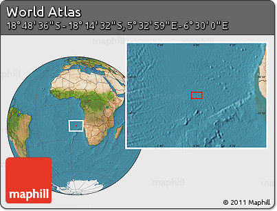 Satellite Location Map of the Area around 18° 31' 34" S, 6° 1' 30" E