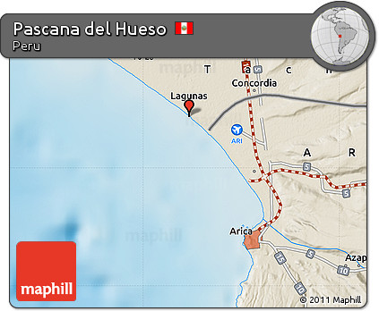 Shaded Relief Map of Pascana Del Hueso