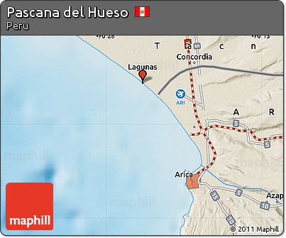 Shaded Relief Map of Pascana Del Hueso