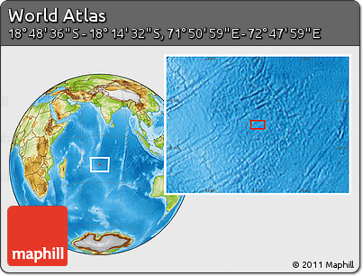 Physical Location Map of the Area around 18° 31' 34" S, 72° 19' 29" E