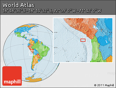 Political Location Map of the Area around 18° 31' 34" S, 72° 10' 30" W