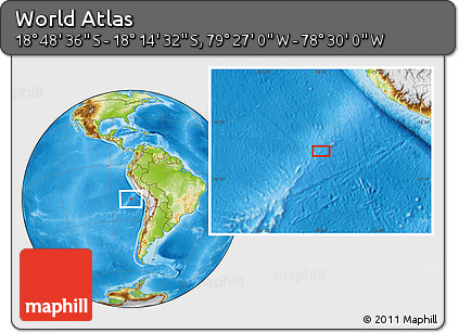 Physical Location Map of the Area around 18° 31' 34" S, 78° 58' 29" W