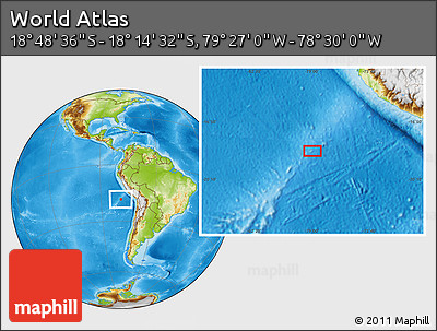 Physical Location Map of the Area around 18° 31' 34" S, 78° 58' 29" W