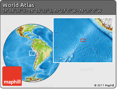 Physical Location Map of the Area around 18° 31' 34" S, 78° 58' 29" W