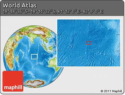 Physical Location Map of the Area around 18° 31' 34" S, 81° 40' 30" E