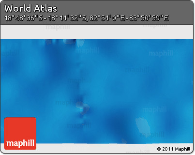 Shaded Relief 3D Map of the Area around 18° 31' 34" S, 83° 22' 30" E