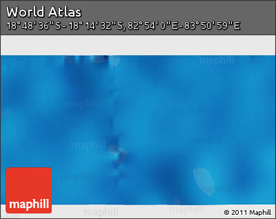 Shaded Relief 3D Map of the Area around 18° 31' 34" S, 83° 22' 30" E