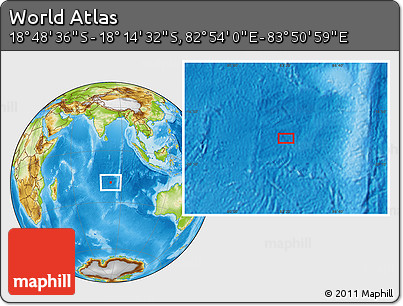 Physical Location Map of the Area around 18° 31' 34" S, 83° 22' 30" E