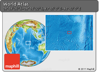 Physical Location Map of the Area around 18° 31' 34" S, 84° 13' 29" E