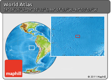 Physical Location Map of the Area around 18° 31' 34" S, 88° 19' 29" W
