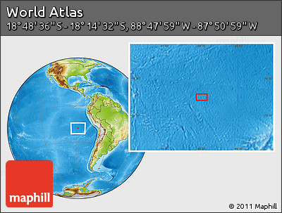 Physical Location Map of the Area around 18° 31' 34" S, 88° 19' 29" W
